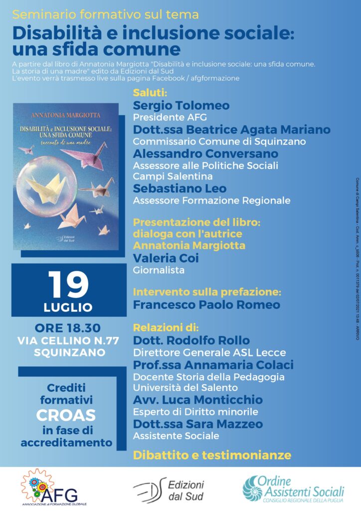 Seminario formativo sul tema Disabilità e inclusione sociale: una sfida comune